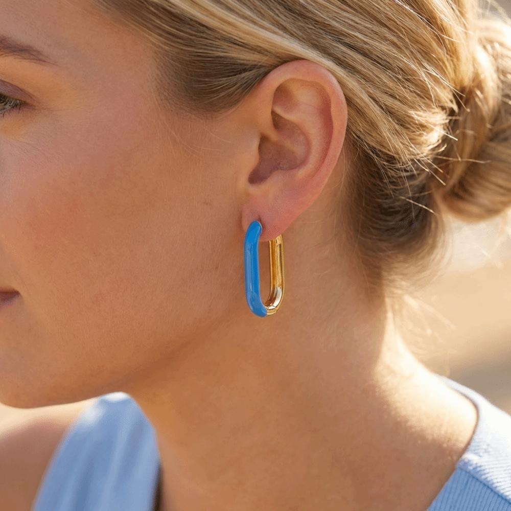 1 Pair Retro Geometric Hoop Earrings Colorful Colorful Enamel Earrings  Women Jewelry