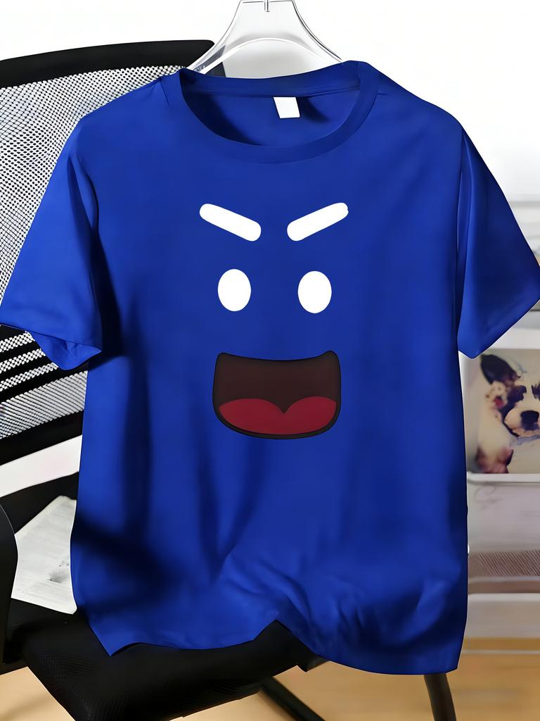 Unisexs Tee Bold Angry Expression Face Graphic Print Cotton Short Sleeve Male Casual Streetwear Outdoor Daily Basic Fashion Tops