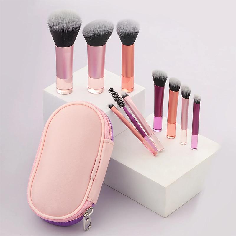10Pcs Mini Makeup Brush Set Powder Eyeshadow Foundation Blush Blender Concealer Beauty Makeup Tools Brush Professional Supplies