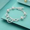 Hot New 925 Sterling Silver Bracelets Women Wild Creative Circle Beads Chain Fashion Lady Wedding Party Christmas Gifts Jewelry