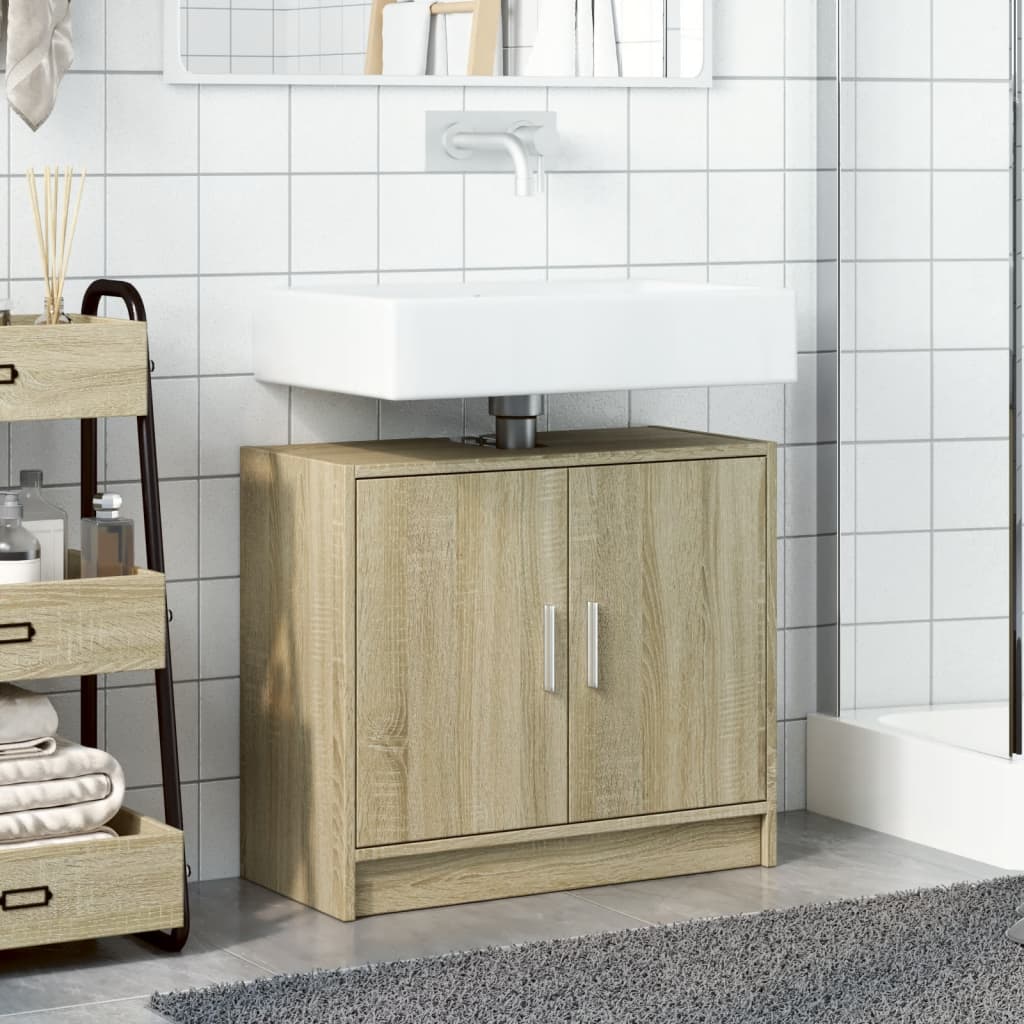 Bathroom Vanity Cabinet In Sonoma Oak 63 X 29 X 55 Cm Particleboard