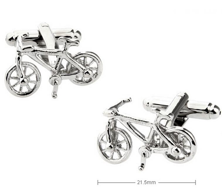 Factory Price Retail Quality Cufflinks For Men Silver Color Brass Material Bicycle Bike Design Cuff Links