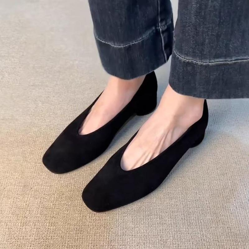 Fashion Elegant Women Square Toe Heeled Shoes Chunky Loafers New Trend Sandals 2025 Summer Designer Woman Party Shallow Pumps Sandalias