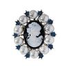 Sophisticated Vintage Cameo Brooch Beauty's Head Pearls Accented Alloy Corsage Pin Jewelry for Dress Clothing