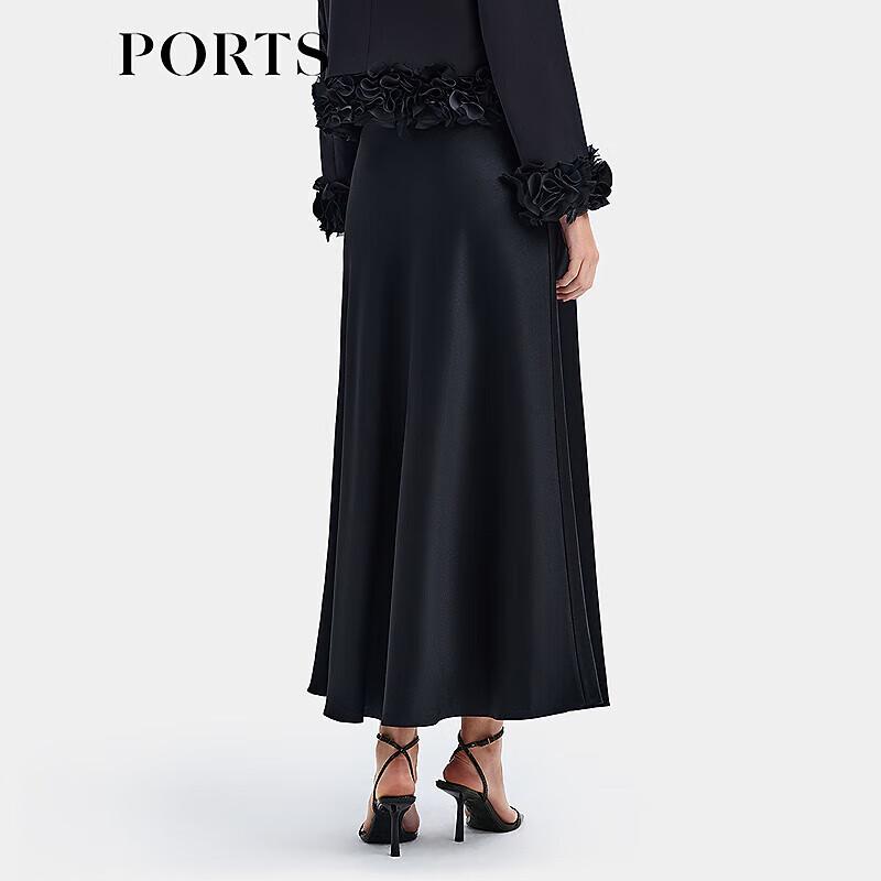 PORTS Women's 2025 Spring/Summer Elegant Luster Midi Skirt