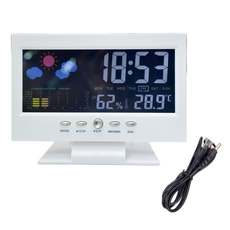 1 Set Thermometer Hygrometer Calendar Digital LCD Display Temperature And Humidity Meter Multi-functional Weather Station Clock