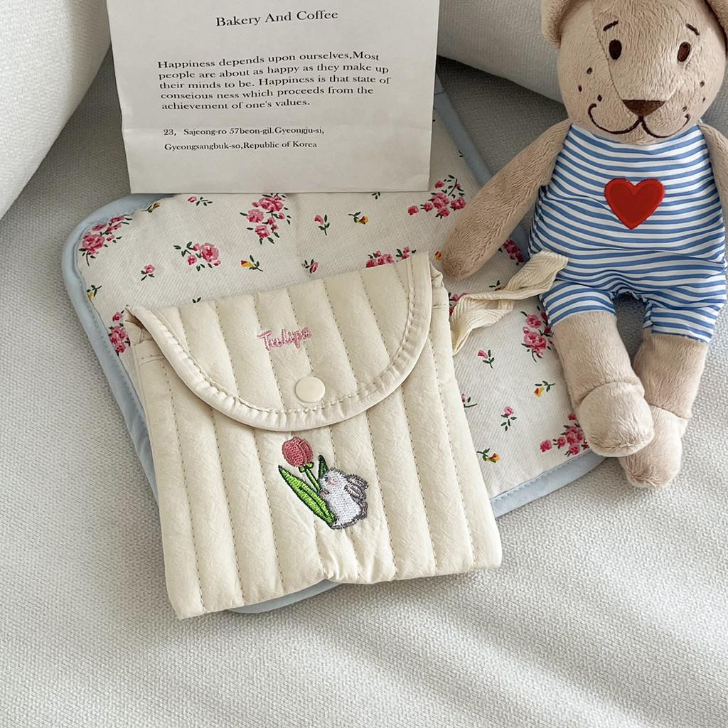 Cute Cartoon Embroidery Sanitary Pad Organizer For Travel And Makeup Storage