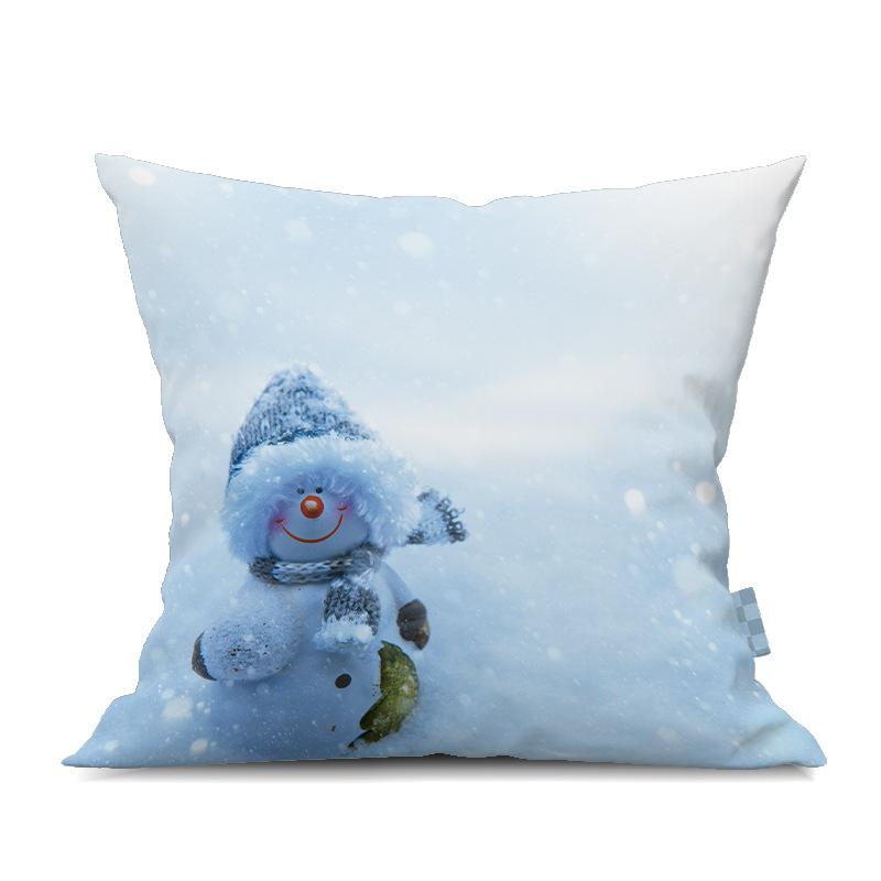 2022 New Christmas Snowman Peach Skin Pillow Case Cute Cartoon Waist Pad Back  Home Decoration