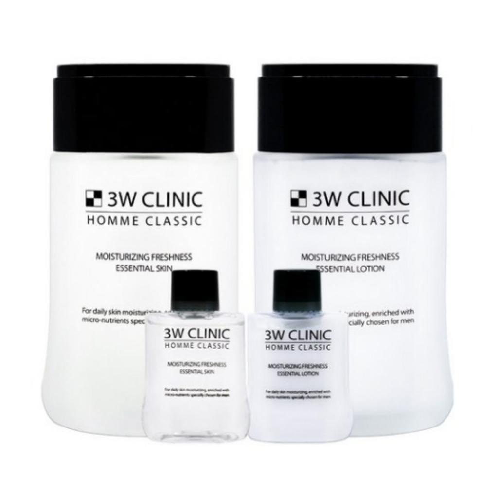 3w Clinic Homme Classic Essential Skincare 2‑Piece Set — Skin (Toner) 150 Ml + 30 Ml, Lotion (Emulsion) 150 Ml + 30 Ml, 1 Set