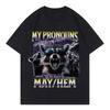 Raccoon Graphic with Pronoun Text T-shirt
