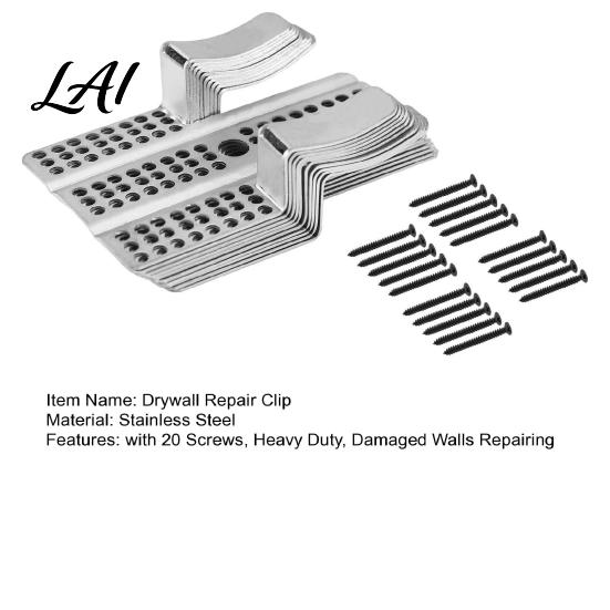Damaged Walls Repairing Clip 10Pcs Drywall Repair Clips with 20 Screws Fastener Fits 1/2" Backing 5/8" Panels Stainless Steel for DIY Heavy-duty