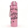 1PC Merry Christmas Gift Pattern 750ml Color Plastic Sports Water Bottle Leakproof Flip Straw Lid Suitable for Sports Office Home Use