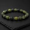 8mm Round Natural Green Jade Gemstone Beads Jewelry Handmade Unisex Stretch Bracelet 7.5" With Chakra CSB-30