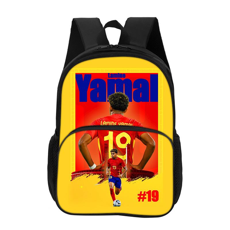 Travel Large Capacity Knapsack L-Lamin Yamal Students Kids Football Star School Bag with Front Pocket Backpack Sports Bookbag