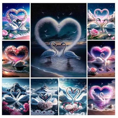 Iubire Lacul lebedelor pictură cu diamant Nou sosiri Animale flori Diy plin pătrat rotund burghiu stras broderie trandafiri mozaic truse punct de cruce decorare perete