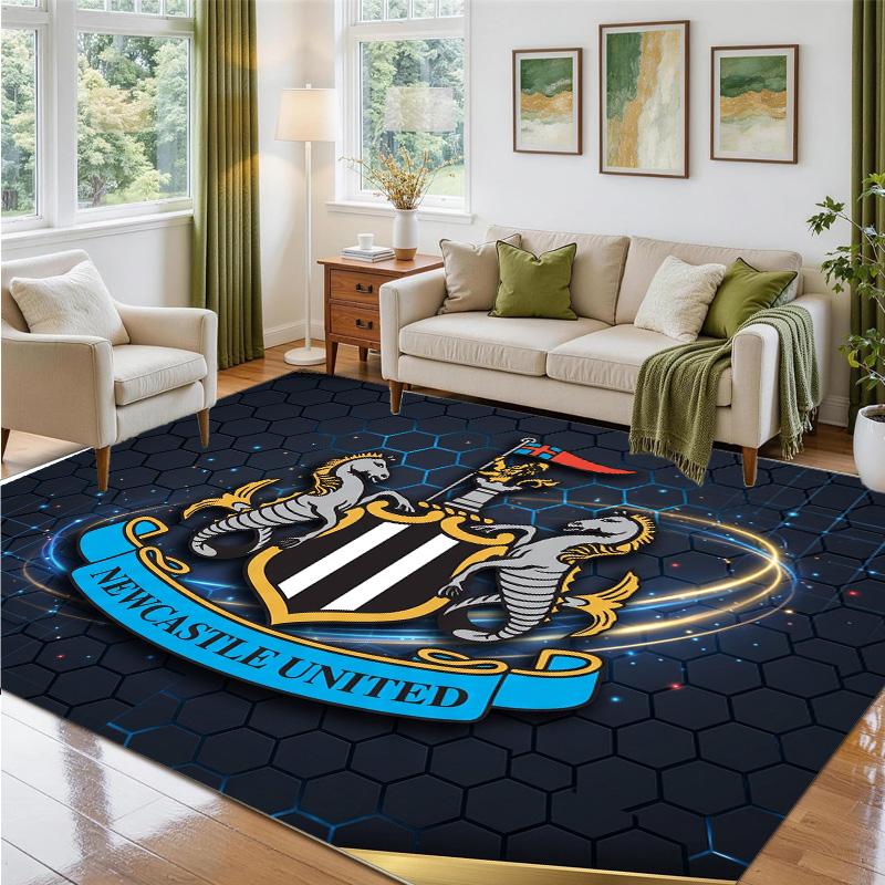 Newcastle United Football Design Crystal Velvet Rug Soft Decorative Mat for Bedroom Entrance
