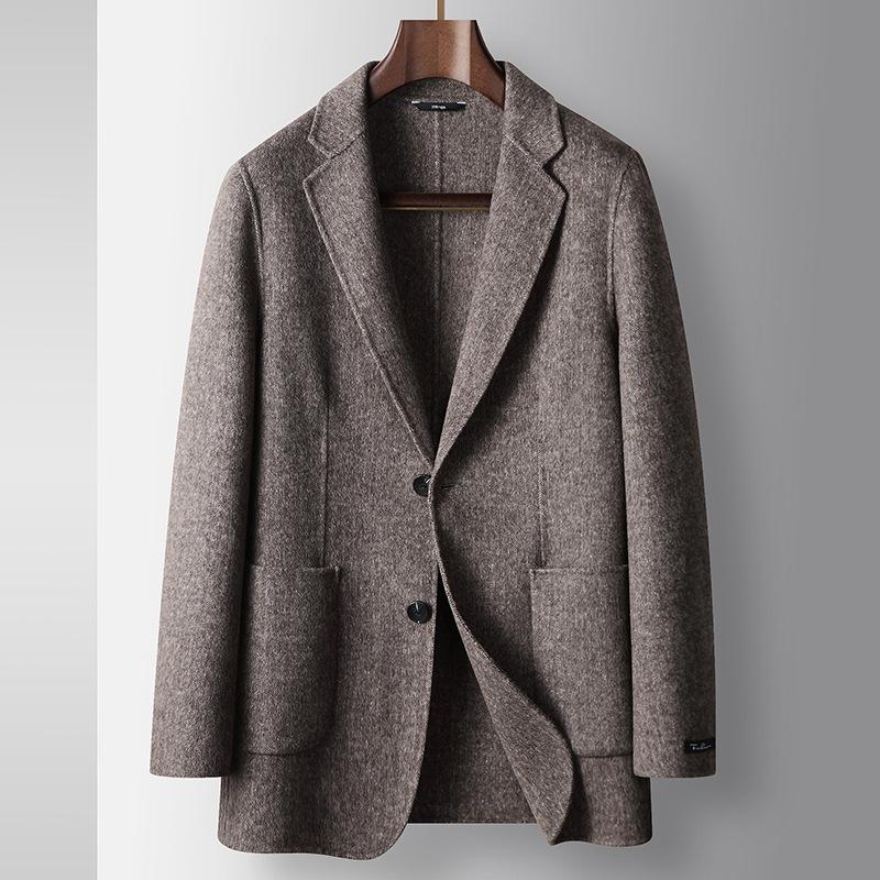 Herfst en Winter Wol Wollen Licht Luxe Business Jeugd Dubbelzijdig Wollen Warm Pak Jas