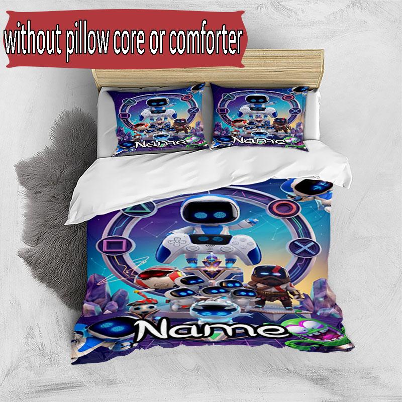3pcs Duvet Cover Set (1*Duvet Cover + 2*Pillowcase, Without Core), Custom Name Cosmic Bot Crew Pattern Bedding Set, Home Bedroom Decor Gift