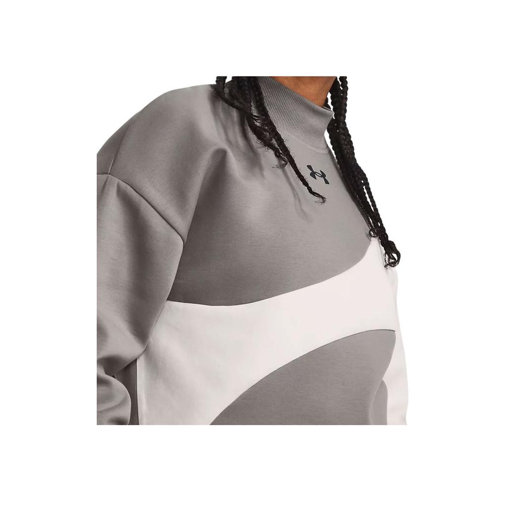 Under Armour Unstoppable Color Block Casual Sports Cropped Sweatshirt Women Sweatshirt Light-Gray 1379845-294