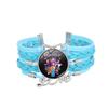 1Pc Demon Hunters KPOP Cartoon Time Gem Bracelet, Leather Braided Blue Multi Layer