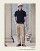 Men's Italian Khaki Knitted Polo Shirt - American Retro Short-Sleeved Cotton Tee for Summer