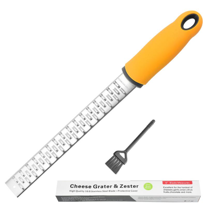 Versatile 304 Stainless Steel Grater with Rubber Handle - Cheese, Potato, Lemon Zester