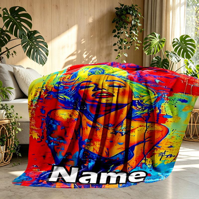 Gepersonaliseerd Dekentje met Naam, Marilyn Monroe Print, Woondecoratie, Slaapkamer, Bank, Kamperen, Sofa, Cadeaus voor Verjaardag Kerst