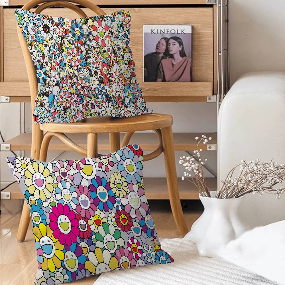 Flower T-Takashi Art M-Murakami Cushion Cover Car Throw Pillow Case For Sofa Car Christmas Gift 40x40cm 45x45cm