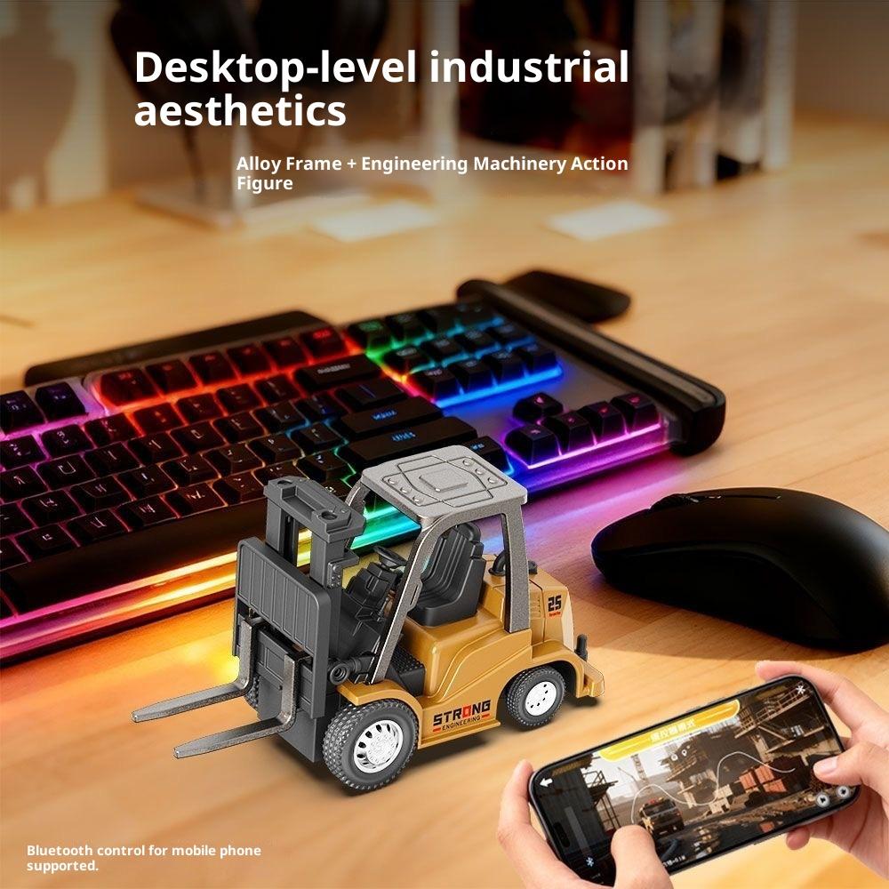 Desktop Series Mini Excavator Dump Truck Bluetooth Mobile App Controls Bulldozer Decompression Toy Boy RC 1/64 Kid Friendly Entertaining Fun Play Safe