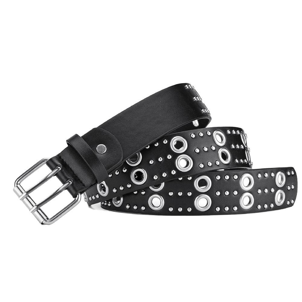 Personality Hip Hop Jeans For Women Dress Waist Belt Rivet Waistband PU Leather Belt Waist Strap