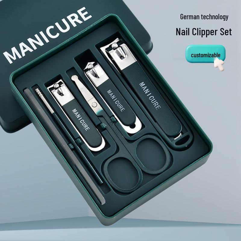 6-Piece Stainless Steel Anti-Splash Nail Clipper Set for Manicure and Pedicure