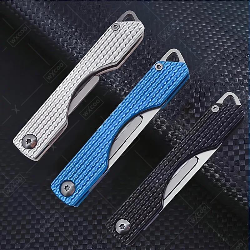 Stainless Steel Folding Knife Mini Keychain Pocket Knife Quick Open Scalpel Knife Replaceable Blades Kitchen Knife Accessories