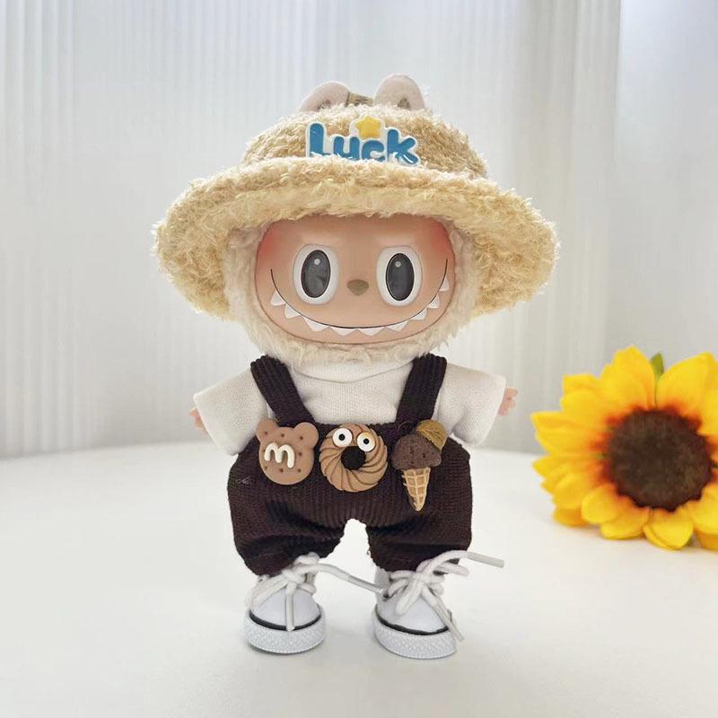 17cm Labubu Doll Clothes: Ice Cream Overalls - Cute Pendant Blind Box
