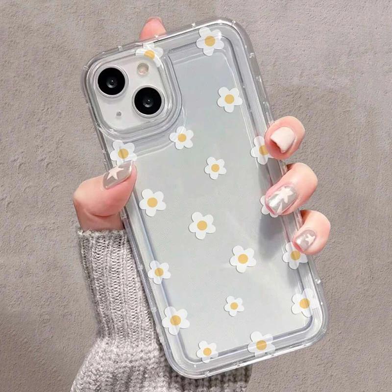 Summer Yellow And White Floral Fragments ForIPhone 17 16 15 14 Plus 13 12 Pro Max X XS XR 78 Plus SE2020 Cases Clear Cover