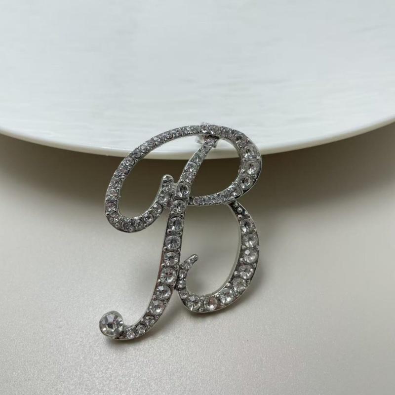 Fashion Alphabet Letter Brooch Pin Full Crystal Rhinestone Encrusted Minimalist Clothing Accessory For Women