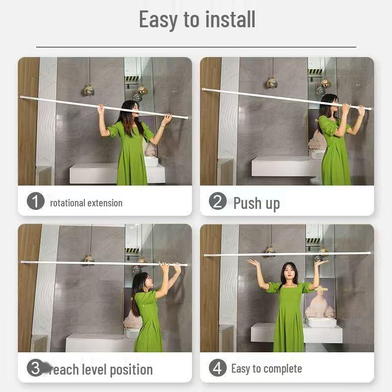 Foldable No-Drill Shower Curtain and Blackout Partition