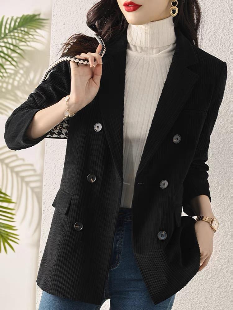 Retro Corduroy Suit Jacket for Women In Autumn / Winter, British Style Casual and Sophisticated Small Blazer with High-end Feel