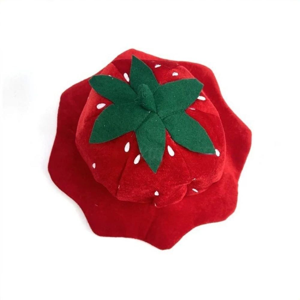 Red Plush Strawberry Hat Cartoon Strawberry Cosplay Fruit Hat Strawberry Headgear  Role Playing