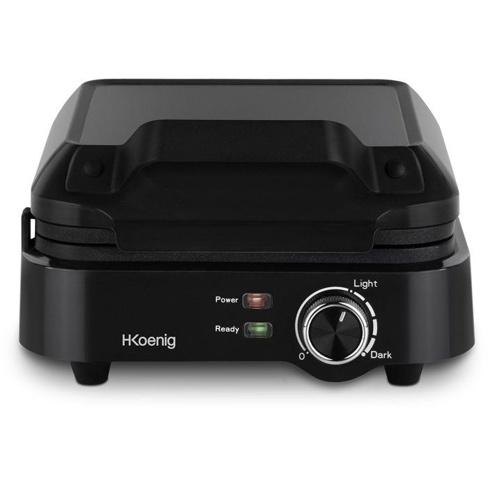 Gaufrier compact - HKOENIG - GFX420 - 1200 W - Température réglable - Noir