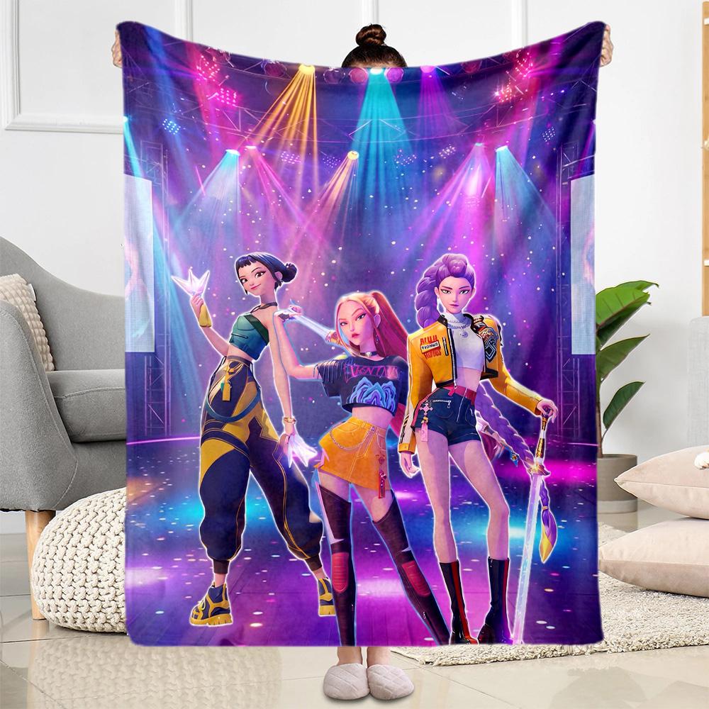 Galactic Fashion Heroes Blanket Durable Comfort Suitable for Office Seaside Bedding All-Season Use Digital Print