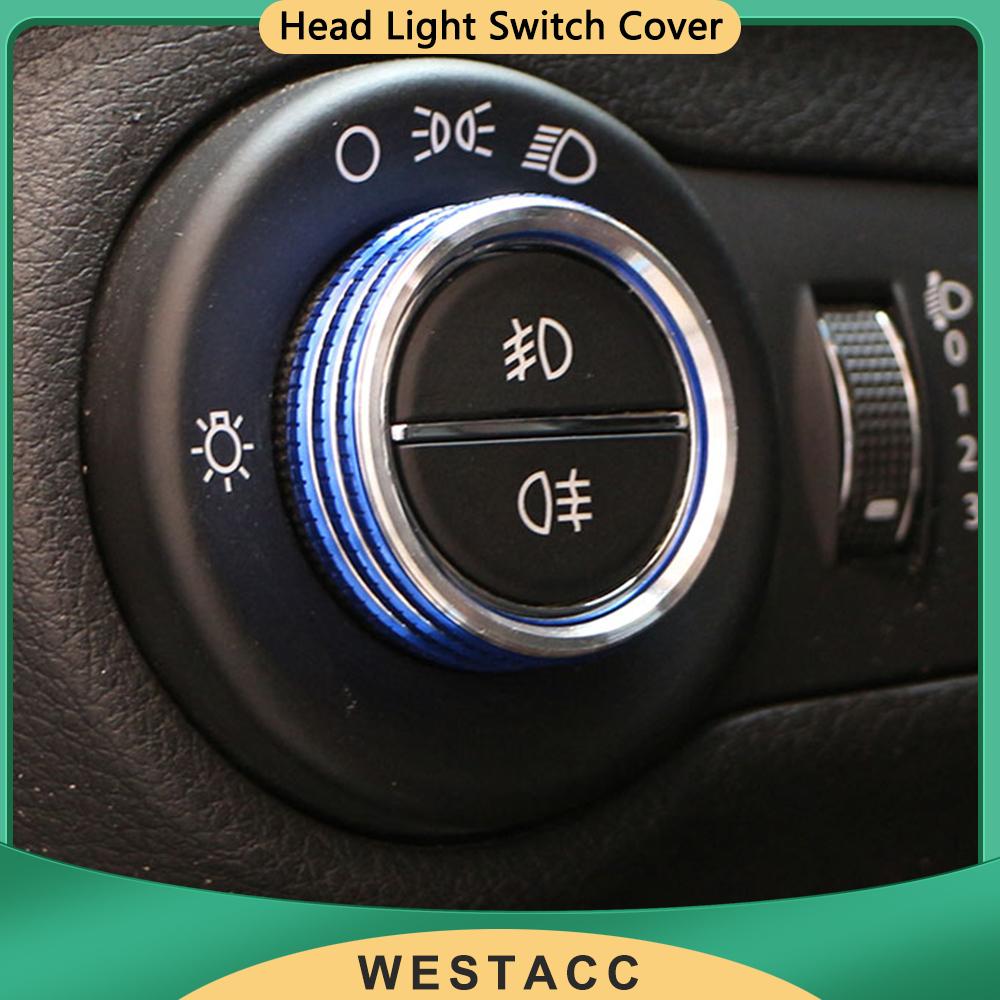 Alumnium Legierung Auto Kopf Licht Lampe Schalter Taste Abdeckung Aufkleber Ring für Jeep Renegade 2014 – Innen
