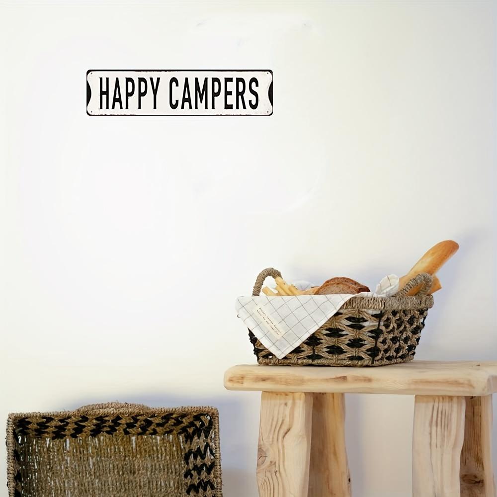 1pc Vintage Metal Sign "Happy Campers" 3.94" X 15.75" Classic Decor for Indoors and Outdoors Home Road Trip and Holiday Decor