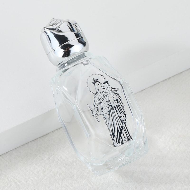 62KD Pack of 6 Embossed Glass Holy Water Container Bottles Baptisms Gift Church Use