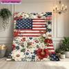 1pc Blanket Floral Decor American Flag Winter Fleece Blanket Soft HD Digital Print Modern Style Nap Blanket Soft Warm Gift Fleece