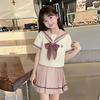 Girls' Summer Sailor Suit: Cute Navy Collar & Pleated Skirt Two-Piece JK Uniform