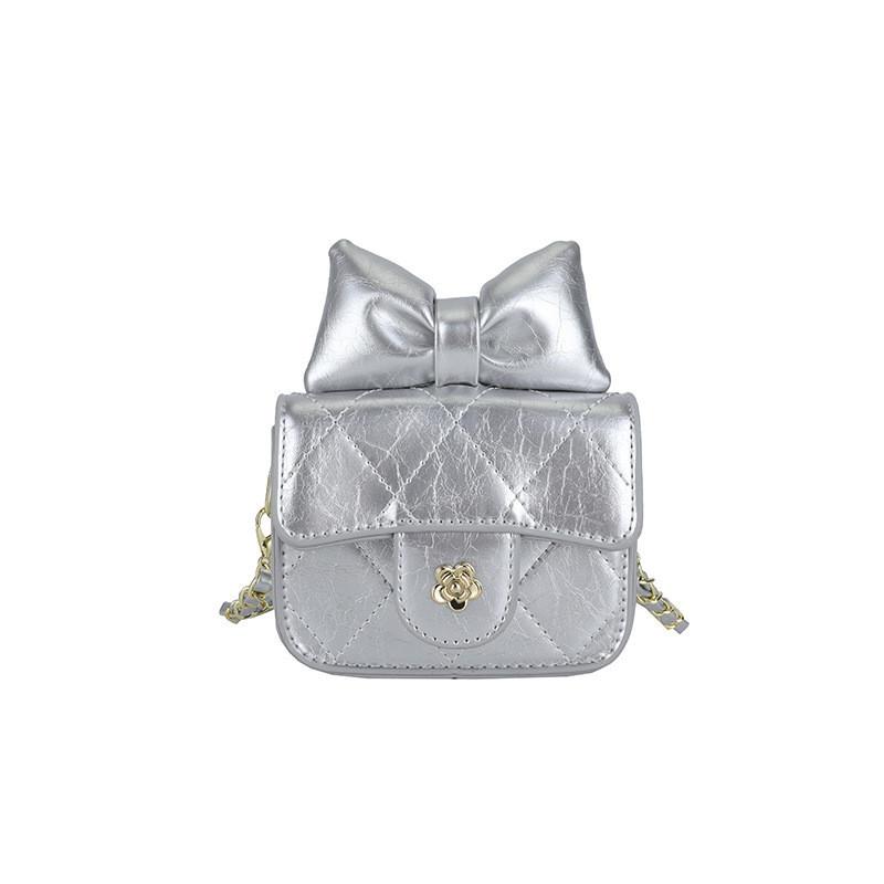 No Ip Small Pu Diamond Quilted Girls Crossbody Bag With Bow For Daily Use