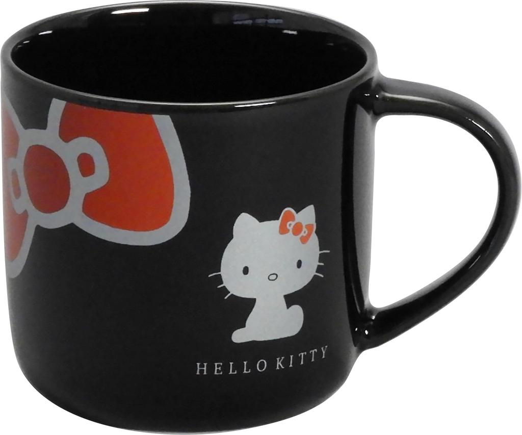 Sanrio Characters Hello Kitty Ceramic Mug Large 350ml Conservative Heisei Retro Minimal Tableware Kitty Goods Miscellaneous Goods Black Made In Japan