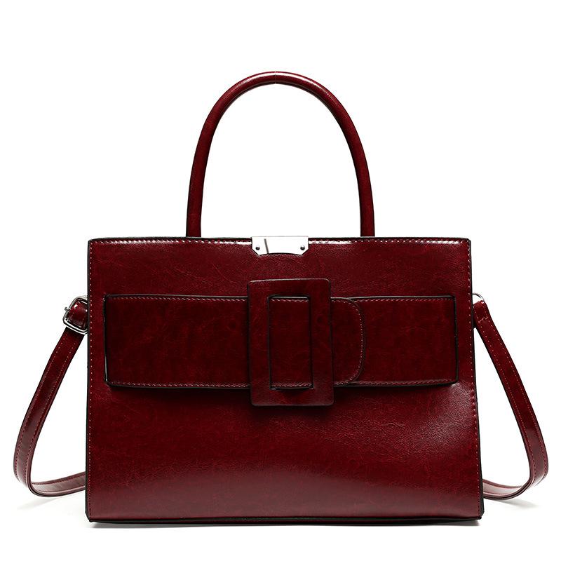 

Женская ретро сумка-тоут с тиснением под крокодила - Высококлассная, Вместительная, Стильный квадратный дизайн для ношения в руке One Size вино красного