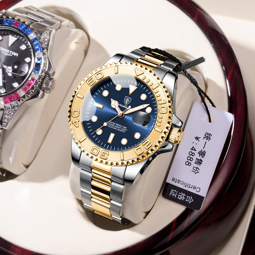Swiss Mens Waterproof Quartz Watch With Luminescent Dial For Business Professionals