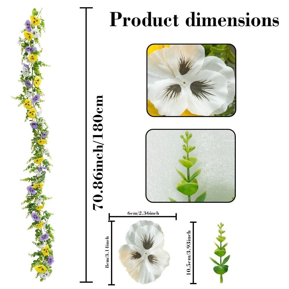 UV Resistant Artificial Pansy Vines Flexible Fake Flower Vines Eucalyptus Leaf Garland Home Mantle